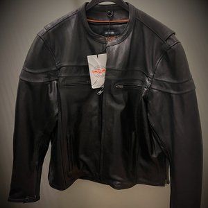 Mens Leather Sporty Scooter Crossover Jacket 3XL
